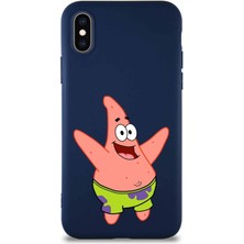 Printify Apple iPhone Xs Soft Premier Kapak Patrick Yıldız Tasarımlı Silikon Kılıf - Lacivert