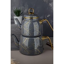 Nishev Elite Class Kırık Mermer Çaydanlık Takımı Gri