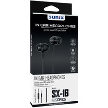 Sunix Stereo Mikrofonlu 3.5mm Kulak Içi Kablolu Kulaklık Siyah Sx-16