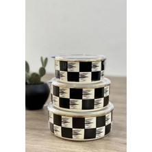 Nishev Eliteclas 3'lü Saklama Kabı Dama Desen 14/16/18 cm