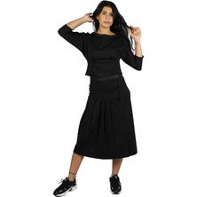 Naar Kadın Dar Midi Boy Saten Günlük Siyah Etek Naar 71505