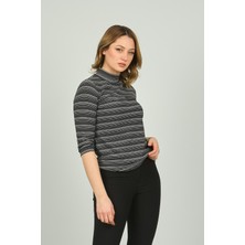 Sistas Kadın Boğazlı Pamuklu Bluz 3656 Siyah