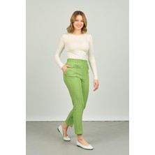 Fa Pantolon Kadın Bilek Boy Önden Çizgi Dikişli Dar Kalıp Pantolon 6000 Fıstık Yeşili