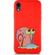 Printify Apple iPhone Xr Soft Premier Kapak Salyangoz Gary Tasarımlı Silikon Kılıf - Kırmızı