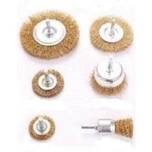 Tekno Trust Pimli Çelik Tel Fırça Seti 6lı-Matkap Ucu Tel Fırça Zımpara Seti