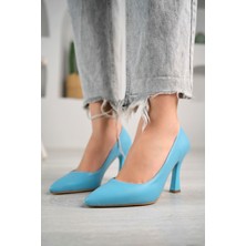 Marshetta Shoes Perla Model Kadın Mavi Sivri Burun Stiletto Topuklu Ayakkabı