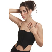 Labalaba Kadın Antik Gümüş Kaplama Sallantılı Model Gül Formlu Küpe &yüzük Set