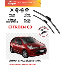 Kruger Citroen C3 Hb (2002-2009) Muz Tipi Silecek Seti