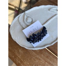 Pearly Handmade Lacivert Kristal Saç Lastik Toka