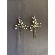 Pearly Handmade Inci Gold Firkete Ikili Set Saç Aksesuarı