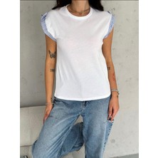 Noa Noa Kadın T-Shirt Apoletli Beyaz T-Shirt