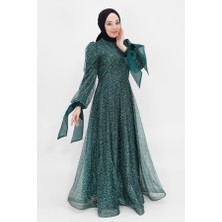 By Coolest Butik 4530 Taş Işlemeli ve Beli Kemerli Abiye