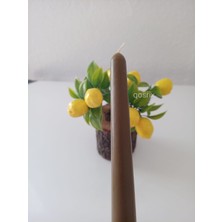 Qosrix Kahverengi Şamdan Mumu 1. Kalite Doğal Kokulu Uzun Çubuk Konik Mum 1 Adet