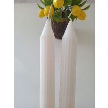 Qosrix 2'li Beyaz Şamdan Mumu 1. Kalite Doğal Kokulu Uzun Çubuk Konik Mum