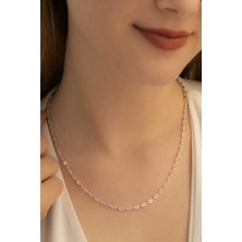 Htc Gümüş Sepeti Kadın 925 Ayar Gümüş 2.5 mm Desenli Barlı Zincir Model Kolye