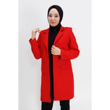 By Coolest Butik 2402 Düğme Detaylı Kruvaze Yaka Blazer Ceket