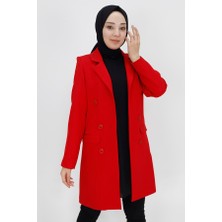 By Coolest Butik 2402 Düğme Detaylı Kruvaze Yaka Blazer Ceket