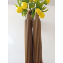 Qosrix 2'li Kahverengi Şamdan Mumu 1. Kalite Doğal Kokulu Uzun Çubuk Konik Mum