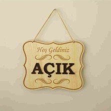 Farklı Hediyelik Açık Kapalı Yazılı Levha Ahşap Kabartma Mağaza Kapı Yönlendirme