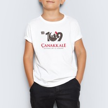 Morinna 18 Mart Çanakkale Zaferi 109. Yılı Temalı Beyaz Unisex Çocuk T-Shirt Mr-03