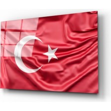 Miraaxx Türk Bayrağı Kırmızı Cam Tablo