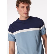 Fabrika Bisiklet Yaka Basic Çizgili Indigo Erkek Kazak F4SM-KZK 0732