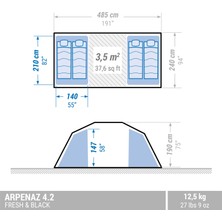 Decathlon 4 Kişilik Kamp Çadırı - 2 Odalı - Arpenaz 4.2 Fresh & Black