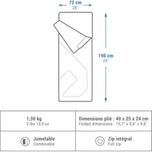 Decathlon Kamp Uyku Tulumu - 10°C - Turkuaz- Arpenaz