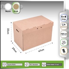 Oğuz Ambalaj Arşiv Kolisi Kendinden Kapaklı Kraft 47X29X32 cm - 15 Adet