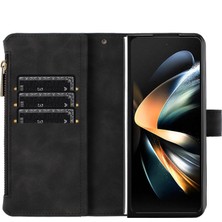 Seashell Digital Samsung Galaxy Z Fold4 5g Baskılı Hat Zipper Cep Pu Deri Stand Cüzdan Telefon Kılıfı (Yurt Dışından)