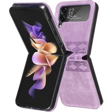 Seashell Digital Samsung Galaxy Z Flip3 Için 5g Izgara Deseni Baskılı Pu Deri+Pc Şok Geçirmez Telefon Kılıfı (Yurt Dışından)