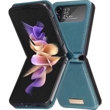 Seashell Digital Samsung Galaxy Z Flip3 Için 5g Pu Deri+Pc Çizgiye Karşı Kara Telefon Kılıfı (Yurt Dışından)