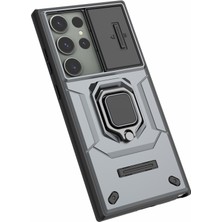 Seashell Digital Samsung Galaxy S23 Için Ultra Pc+Tpu Şok Geçirmez Telefon Kasası Slayt Lens Koruması Kickstand Telefon Kılıfı (Yurt Dışından)