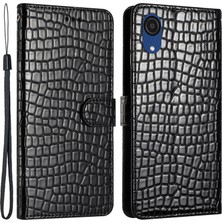 Seashell Digital Samsung Galaxy A03 Çekirdek Cüzdan Tamı Timsah Doku Deri Strap Telefon Kılıfı (Yurt Dışından)