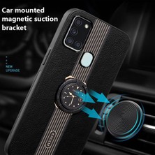 Seashell Digital Samsung Galaxy A21S Için Kadem Case Pu Deri+Tpu+Ring Kickstand Akrilik Koruyucu Telefon Kılıfı (Yurt Dışından)