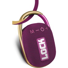 Resmi Distribütör Garantili Lock Mor Taşınabilir Bluetooth Hoparlör Kilit Özellikli Yüksek Ses Gücü