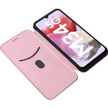 Seashell Digital Samsung Galaxy Için F34 5g M34 5g Pu Deri Karbon Fiber Doku Kart Tutucu Telefon Stand Çizgisi Altın Telefon Kılıfı (Yurt Dışından)