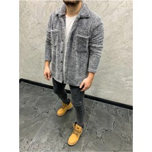 MEİLİFENG Unisex Welsoft Cep Detaylı Düğmeli Kalın Pelüş Ceket
