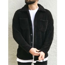 MEİLİFENG Unisex Welsoft Cep Detaylı Düğmeli Kalın Pelüş Ceket