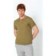 Cekmon Erkek Fit Extra Rahat Düğmeli Polo Yaka Delikli T-Shirt