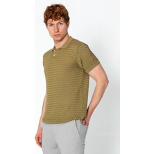 Cekmon Erkek Fit Extra Rahat Düğmeli Polo Yaka Delikli T-Shirt