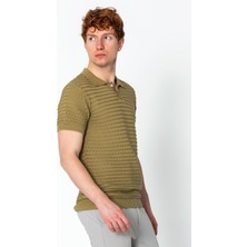 Cekmon Erkek Fit Extra Rahat Düğmeli Polo Yaka Delikli T-Shirt