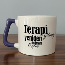 Mor Mürekkep Terapi Yetmez Yeniden Doğmam Lazım Baskılı Mor Kulplu D Kupa