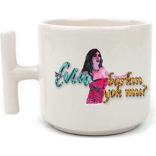 Mor Mürekkep Evin Barkın Yok Mu? Baskılı Beyaz Kulplu T Kupa