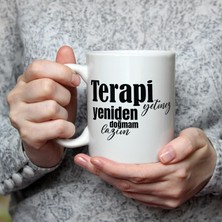 Mor Mürekkep Terapi Yetmez Yeniden Doğmam Lazım Baskılı Beyaz Kupa