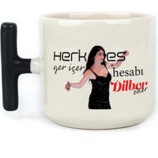 Mor Mürekkep Herkes Yer Içer Hesabı Dilber Öder Baskılı Siyah Kulplu T Kupa