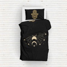The Lucid Lab Mystical Moon Phase & Gold Hamsa Çift Taraflı Nevresim Takımı