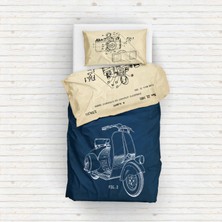 The Lucid Lab Vespa Navyblue & Leica M Fotoğraf Makinesi Vintage Çift Taraflı Nevresim Takımı