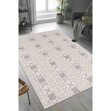 Efor Halı Troya Beyaz Gri Halı Yumuşak Oturma Odası Salon Çocuk Odası Mutfak Halısı J0090 120 x 180