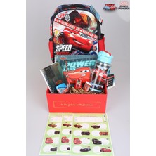 LİSANSLI CARS GIFT BOX 12 PARÇA ANAOKULU ÇANTASI,500 ML MATARA VE KIRTASİYE SETİ